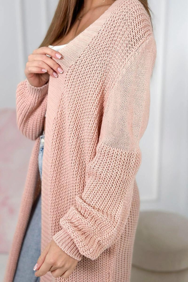 Kardiganový úpletový svetr model 2019-2 pudrově růžový
