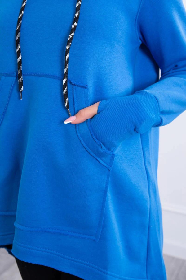 Zateplená mikina s prodlouženou zádí a kapucí model 9316 královská modrá
