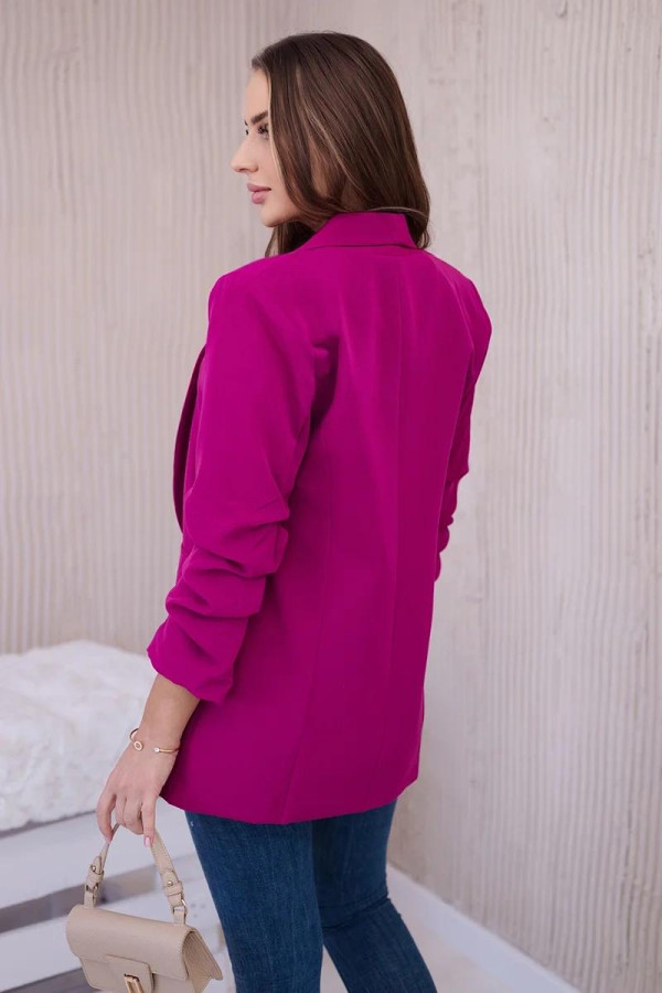 Elegantní sako s nařasenými rukávy model 9709 tmavě fialové