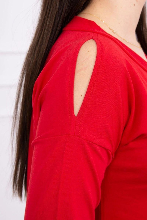 Šaty s 3D grafikou hodinek s našitými perlami model 66816 červené