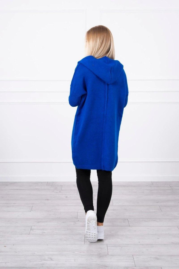 Kardigánový svetr s kapucí a netopýřími rukávy model 2020-14 barva královská modrá
