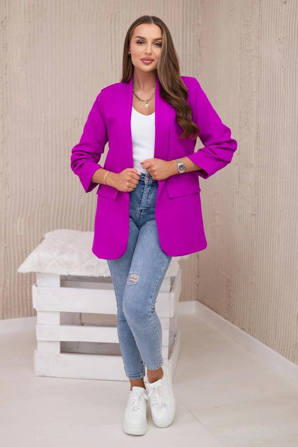 Elegantní sako s nařasenými rukávy model 9709 fialové