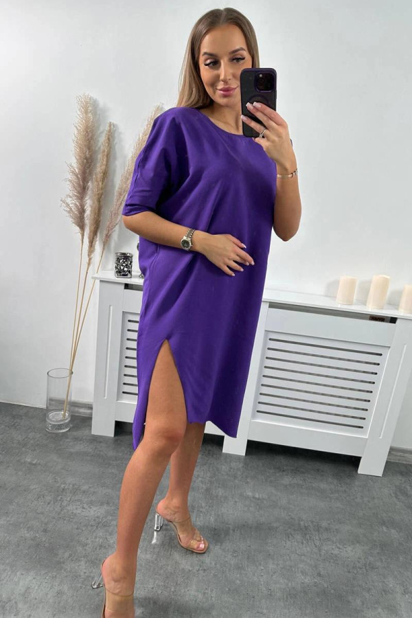 Tunikové oversize šaty model 9335 tmavě fialové