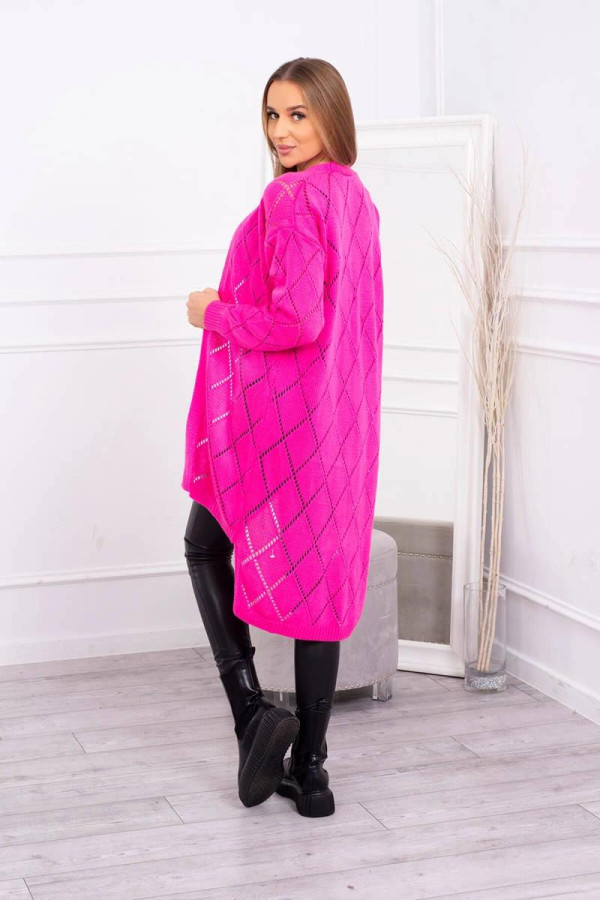 Kardigánový svetr s perforovaným vzorem model 2020-4 jasný růžový