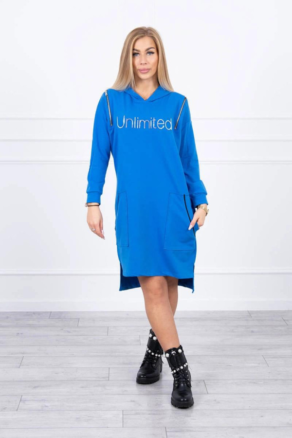 Šaty Unlimited s kapsami a zipy model 9190 barva královská modrá