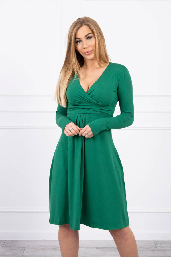 Volné šaty s převazem pod hrudníkem model 8315 tmavě zelené