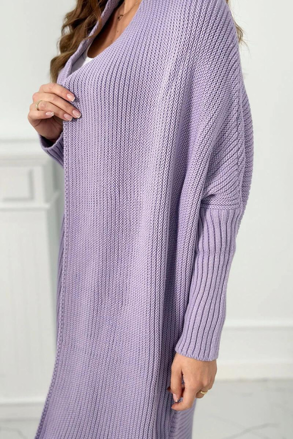 Kardigánový svetr s netopýřími rukávy barva lila