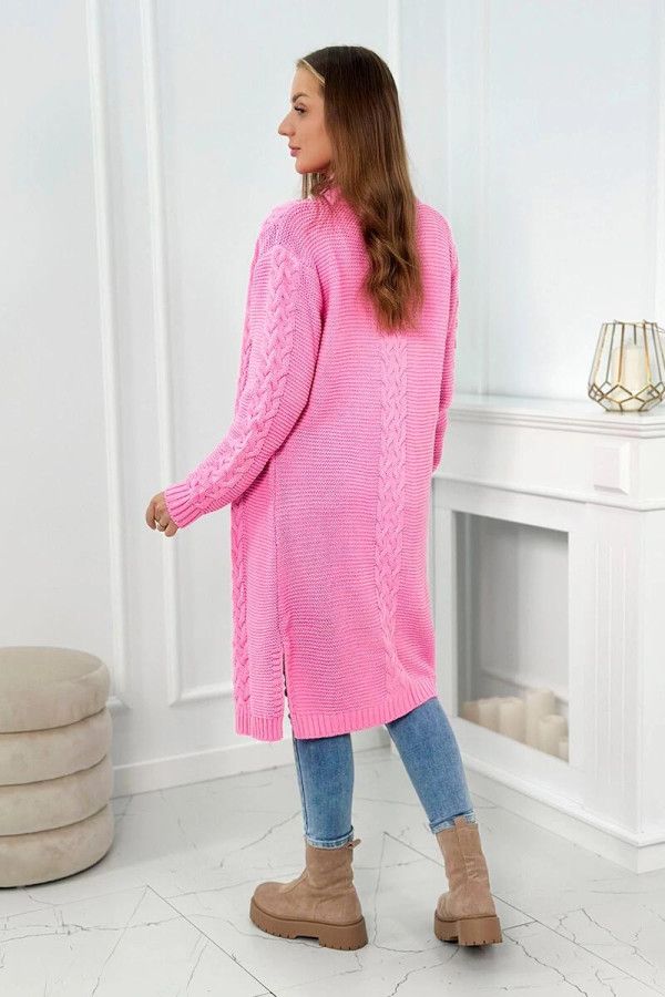 Kardigánový úpletový svetr model 2019-1 jasný růžový
