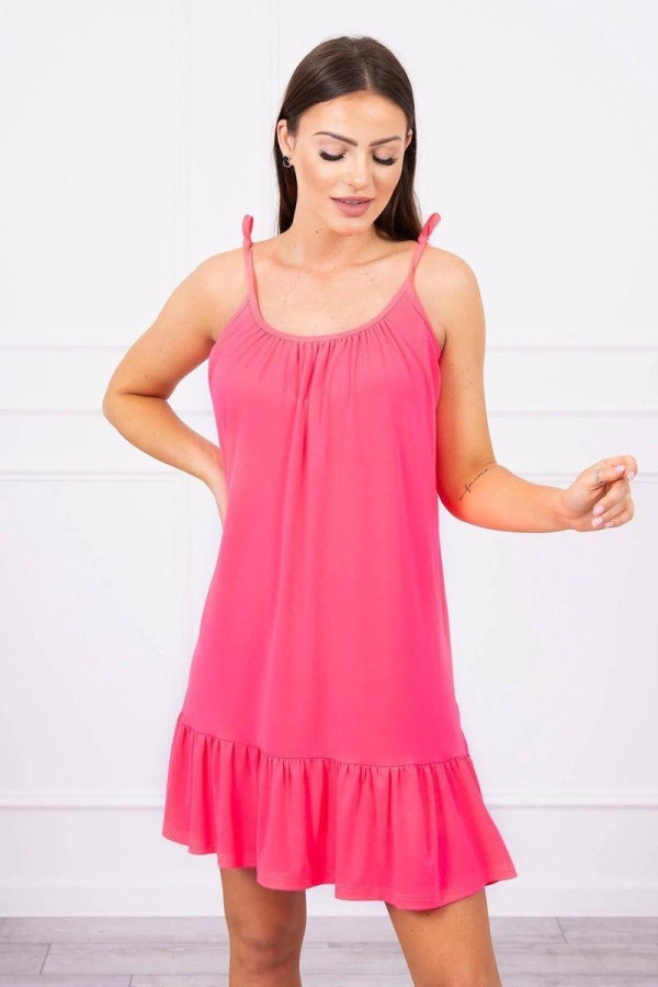 Volné šaty na ramínka model 9080 neonově růžové