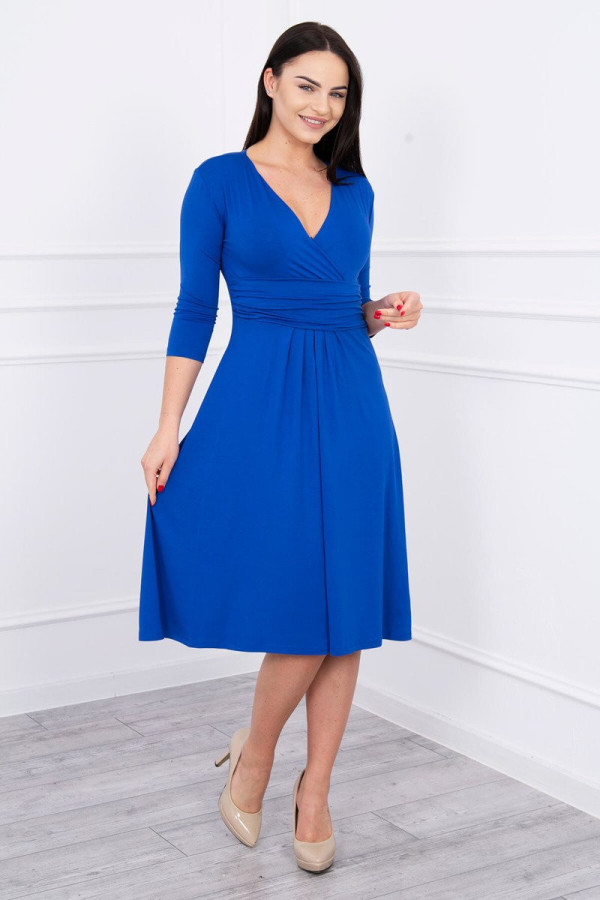 Volné šaty s převazem pod hrudníkem model 8314 barva královská modrá