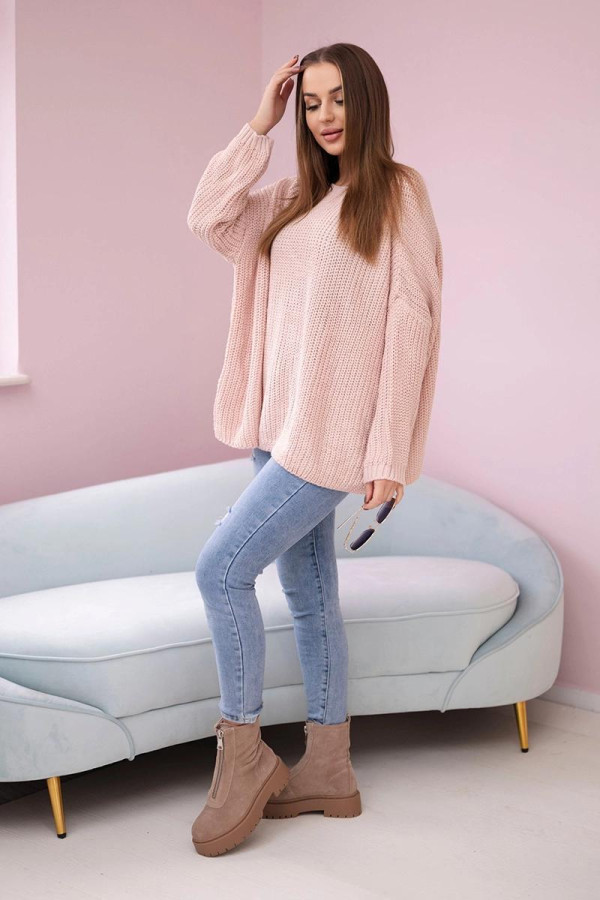 Oversize svetr model 2019-22 pudrově růžový