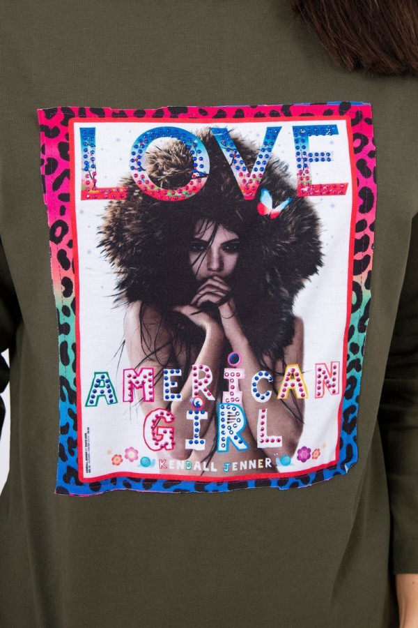 Halenka s nášivkou American Girl barva khaki