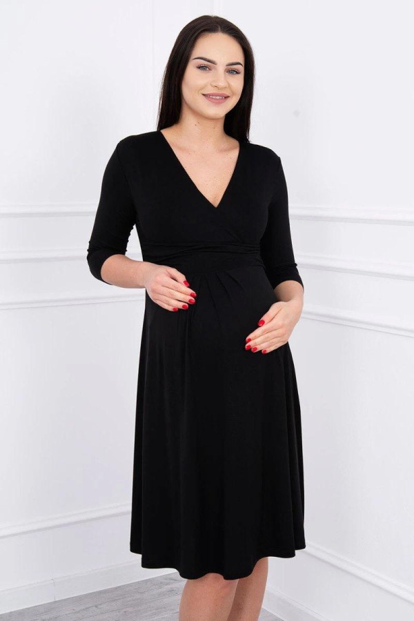 Volné šaty s převazem pod hrudníkem model 8314 černé