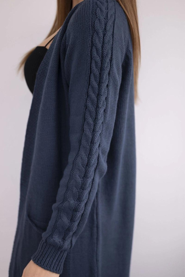 Kardiganový svetr s kapsami model 2020-3 barva džínová