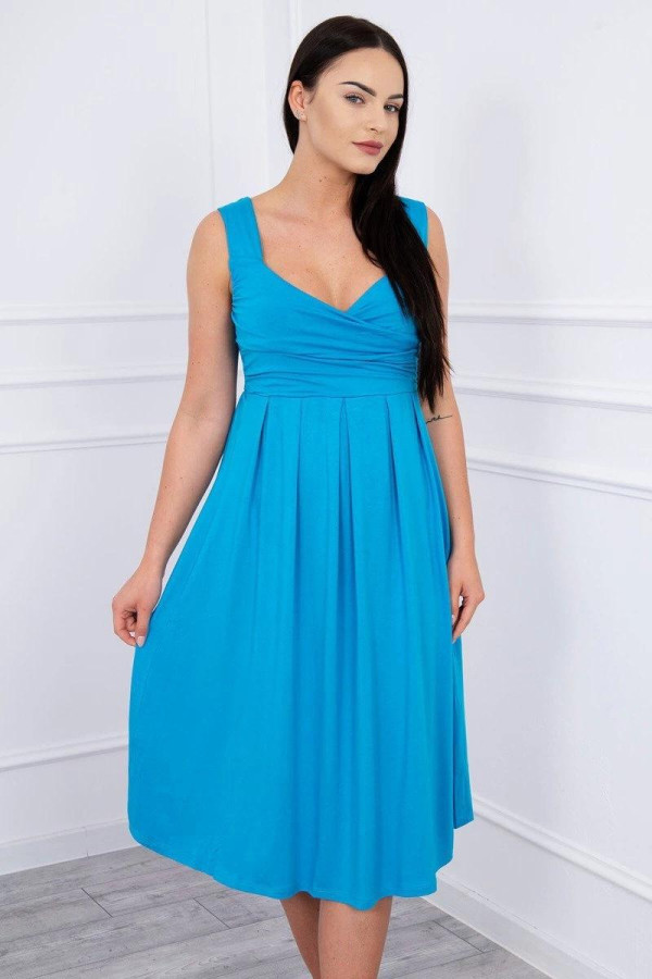 Volné šaty s širokými ramínky model 61063 tyrkysové