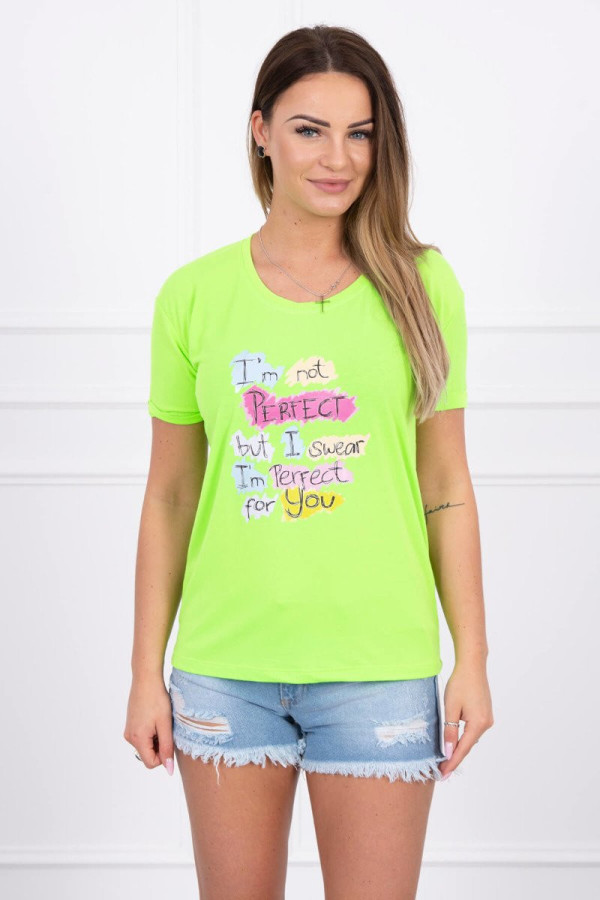 Tričko s potiskem Perfect neonově zelené