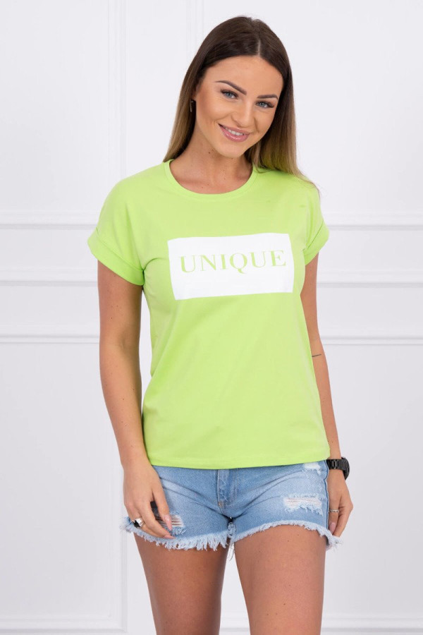 Tričko s nápisem Unique světlezelené