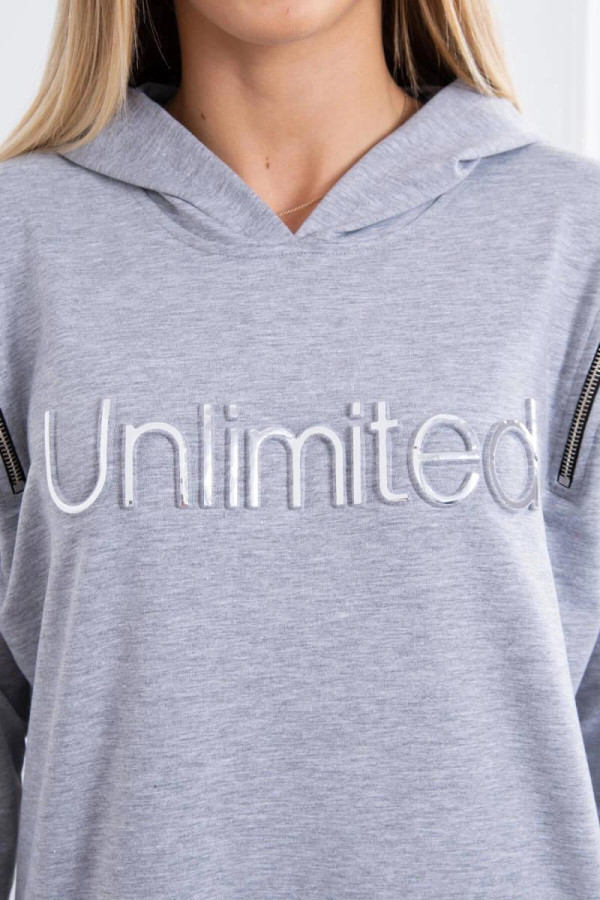Šaty Unlimited s kapsami a zipy model 9190 šedé