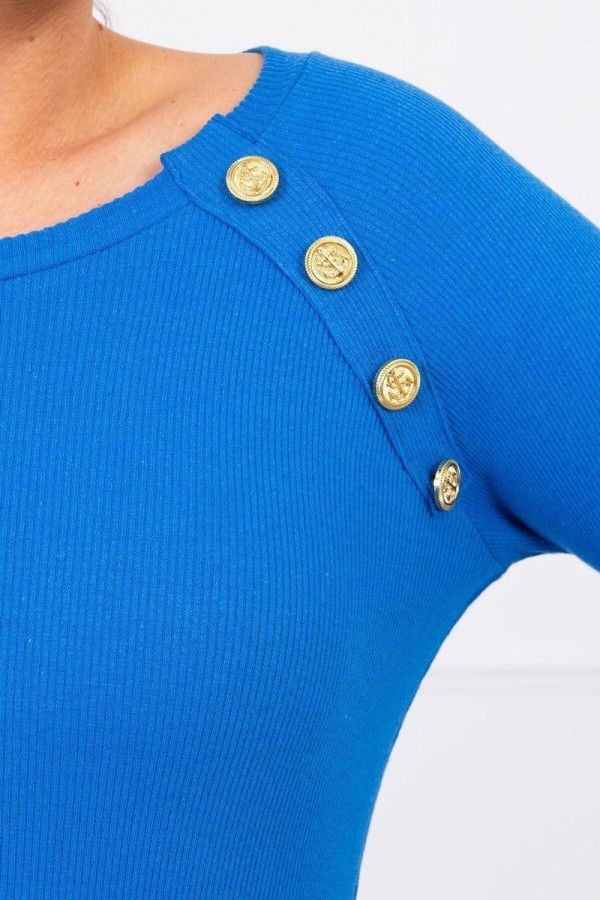 Obtažené šaty s ozdobnými knoflíky model 5198 barva královská modrá