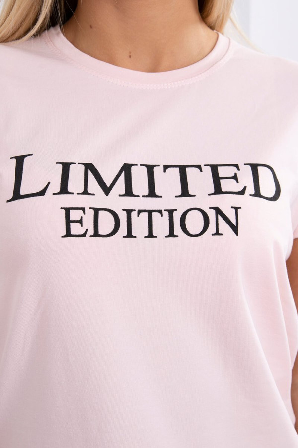 Tričko s nápisem Limited Edition pudrově růžové+černé