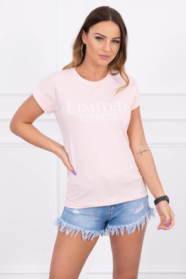Tričko s nápisem Limited Edition pudrově růžové