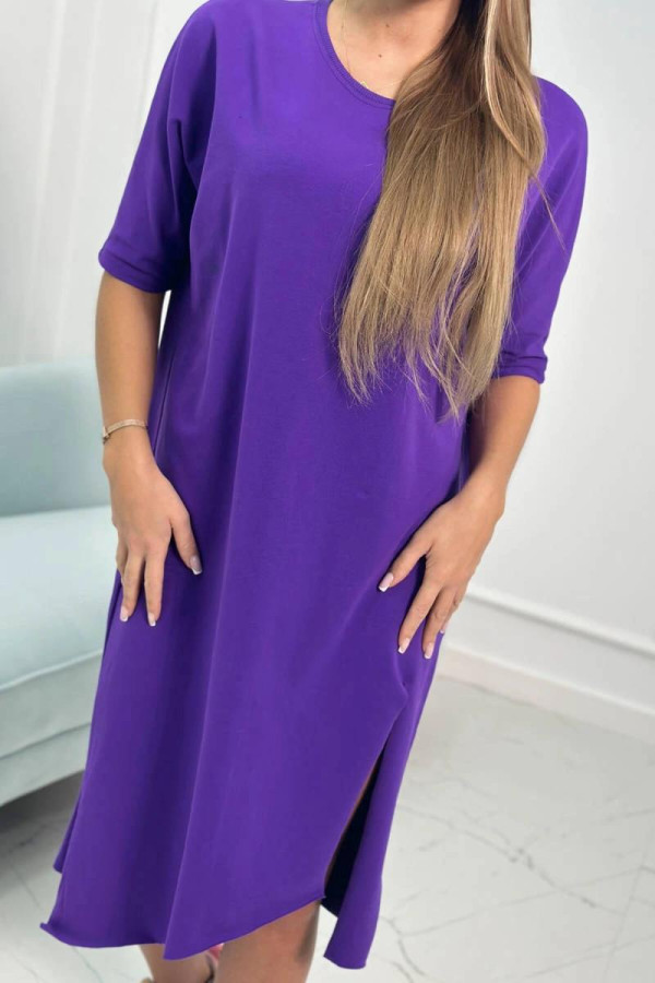 Tunikové oversize šaty model 9335 tmavě fialové