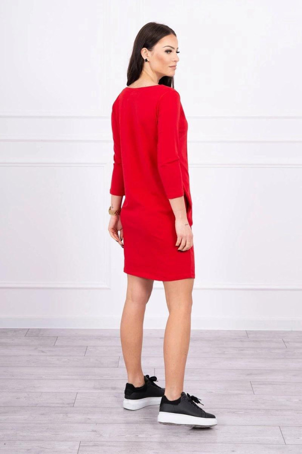 Šaty s 3D grafikou se zirkony model 66835 červené