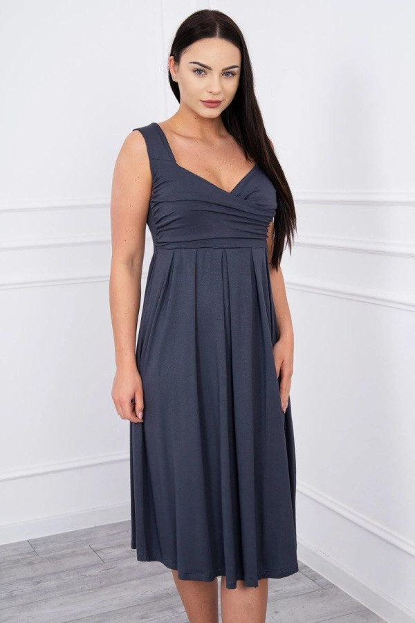 Volné šaty s širokými ramínky model 61063 grafitové