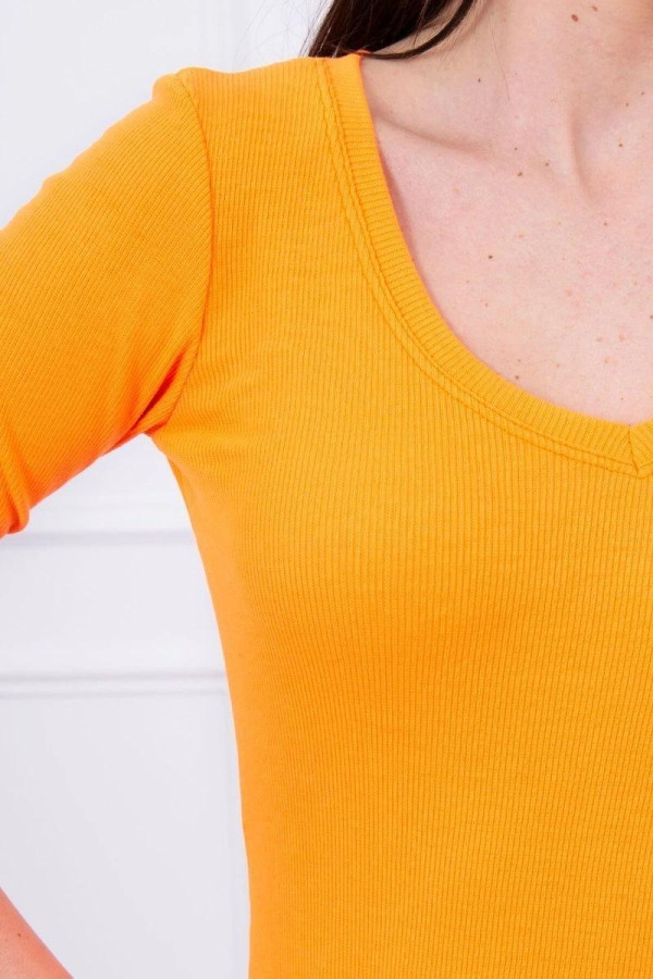 Šaty z vroubkovaného materiálu model 8863 neonově oranžové
