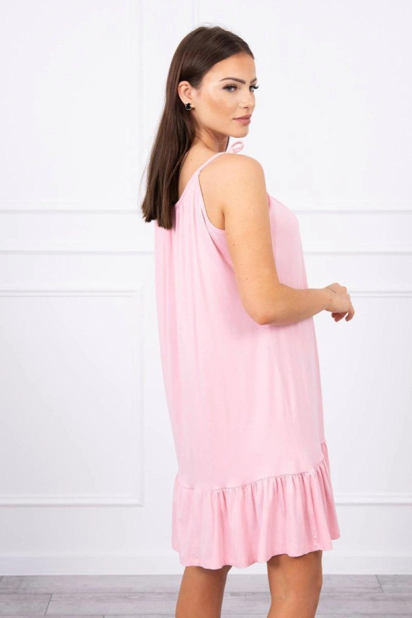 Volné šaty na ramínka model 9080 pudrově růžové