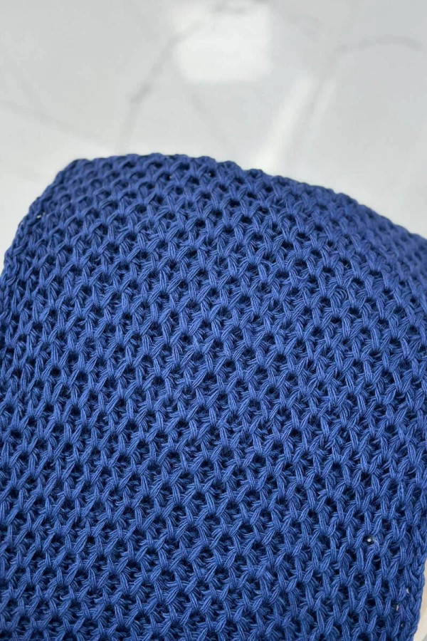 Komplet - dámská čepice s kožešinkovou bambulí + komín PLK4 barva námořnická modrá