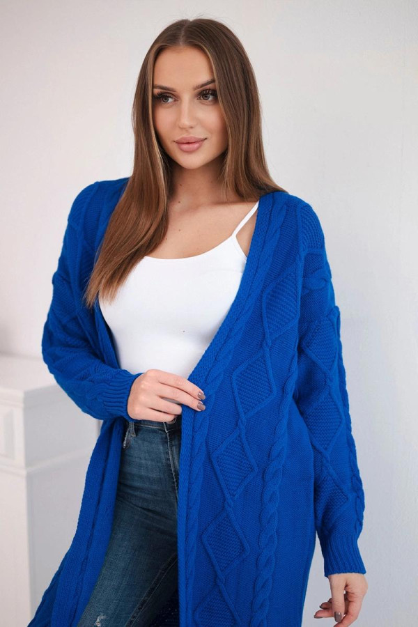 Kardigánový svetr s elegantním vzorem model 2021-7 barva královská modrá