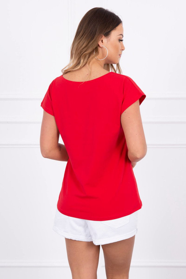 Tričko s potiskem rtů model 885 červené