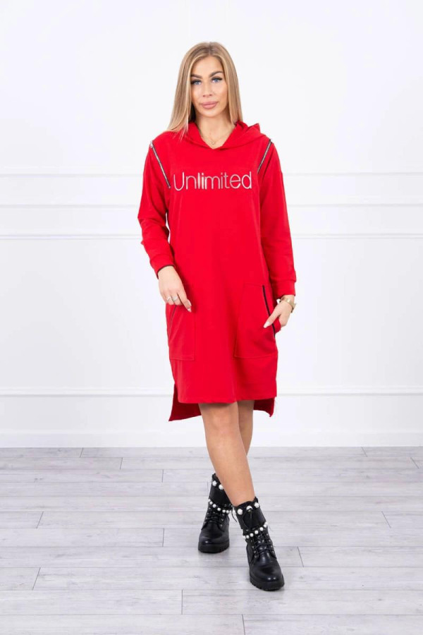 Šaty Unlimited s kapsami a zipy model 9190 červené