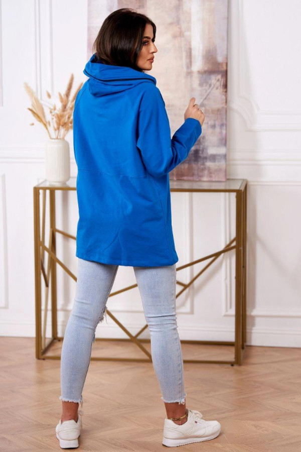 Oversize tunika se zipem na kapuci model 0160 královská modrá