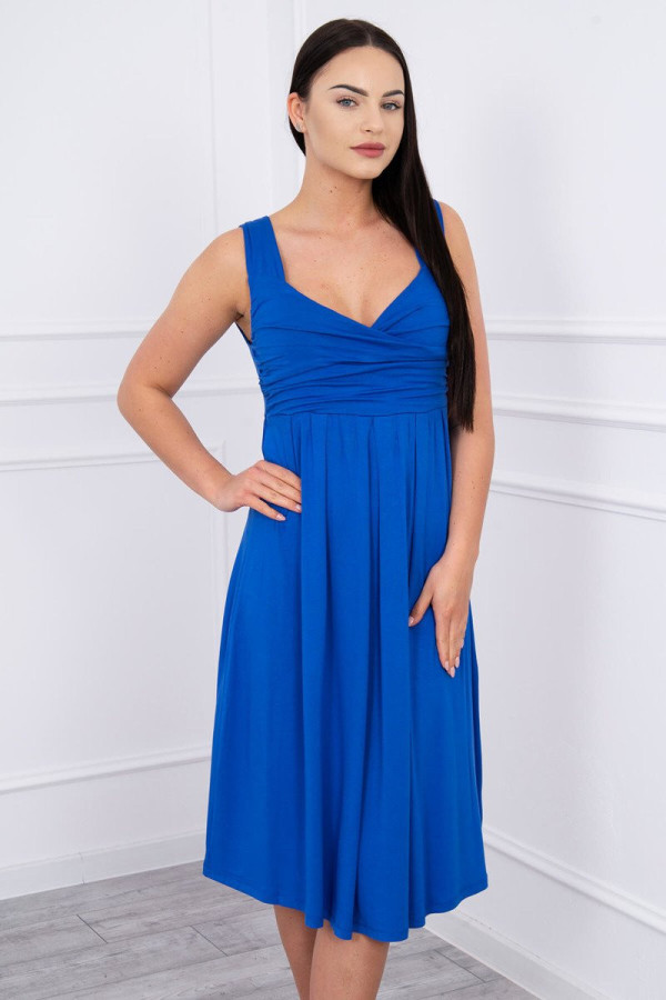 Volné šaty s širokými ramínky model 61063 barva královská modrá
