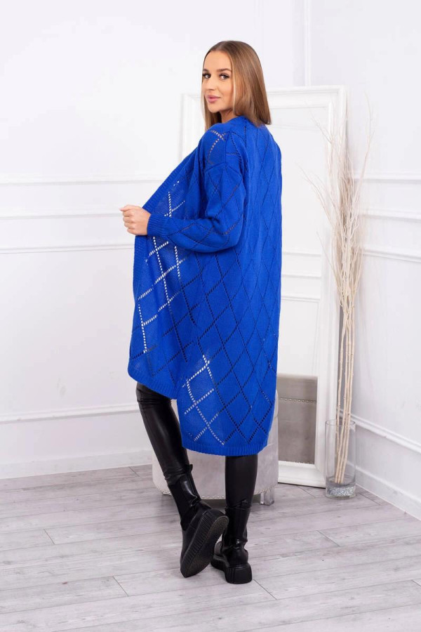 Kardigánový svetr s perforovaným vzorem model 2020-4 barva královská modrá