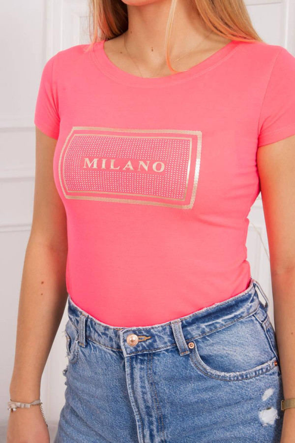 Triko Milano se zirkony neonově růžové