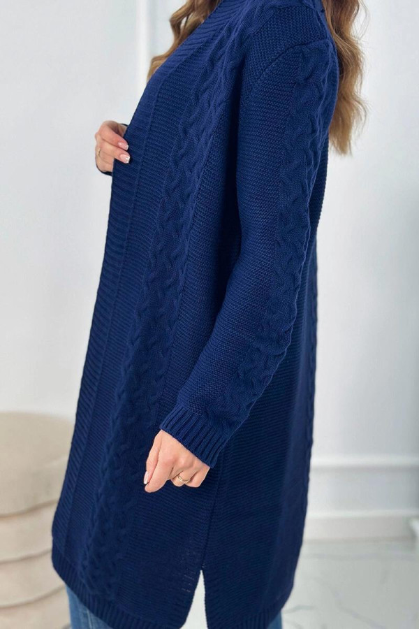 Kardiganový úpletový svetr model 2019-1 barva námořnická modrá