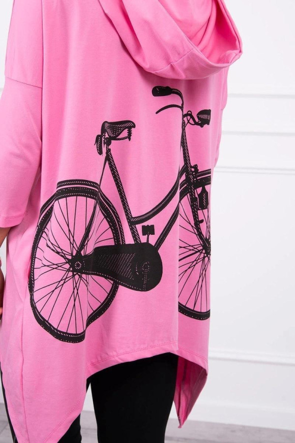 Mikina s potiskem kola na zádech model 9139 jasná růžová