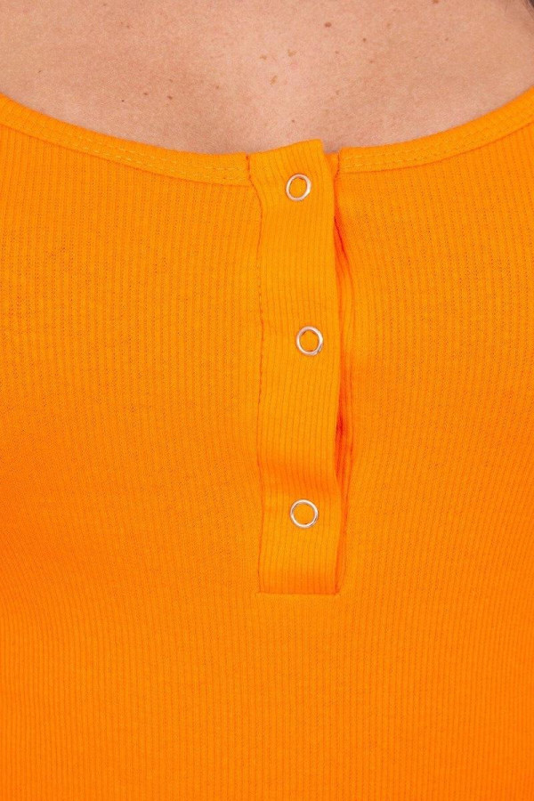 Šaty z vroubkovaného materiálu s dekoltem se zapínáním model 8975 oranžové