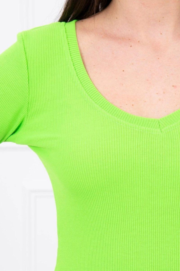 Šaty z vroubkovaného materiálu model 8863 neonově zelené