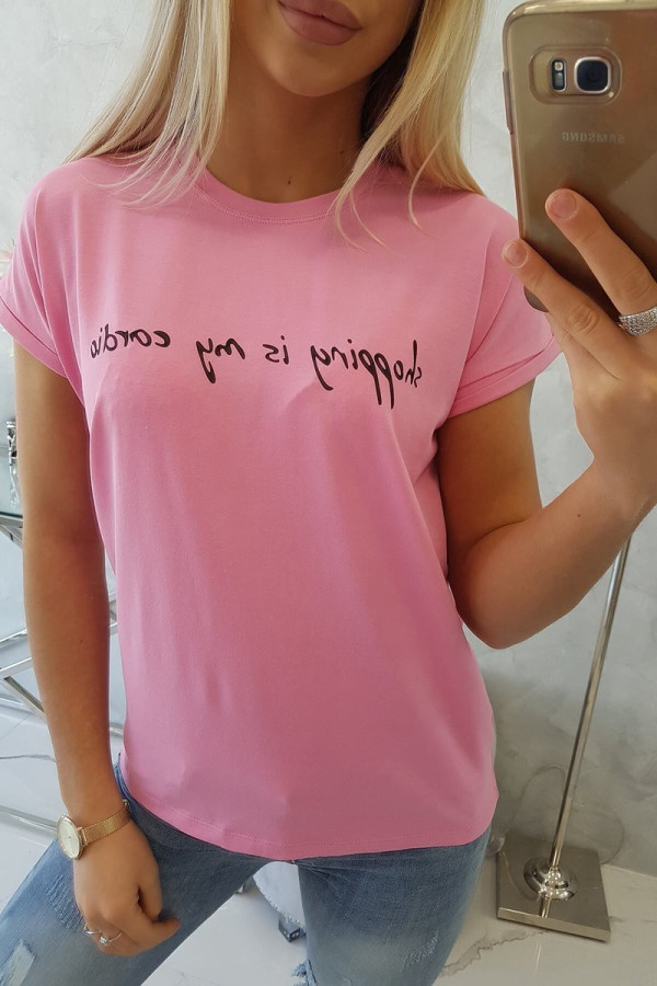 Tričko s nápisem Shopping is my cardio růžové
