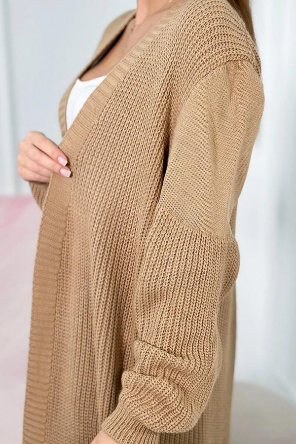 Kardigánový úpletový svetr model 2019-2 barva camel