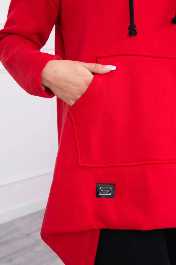 Hřejivá mikina s prodlouženou zádí a nápisy na zádech model 9300 červená