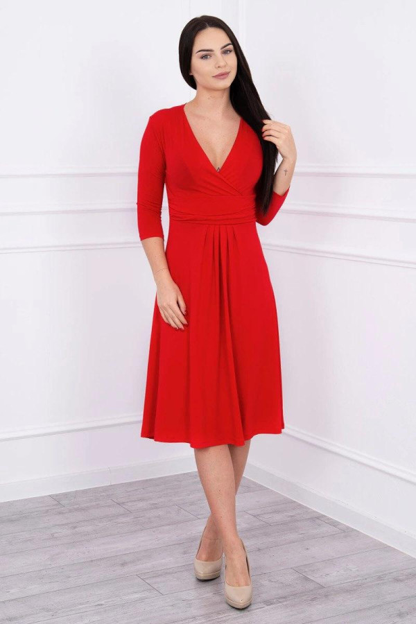 Volné šaty s převazem pod hrudníkem model 8314 červené