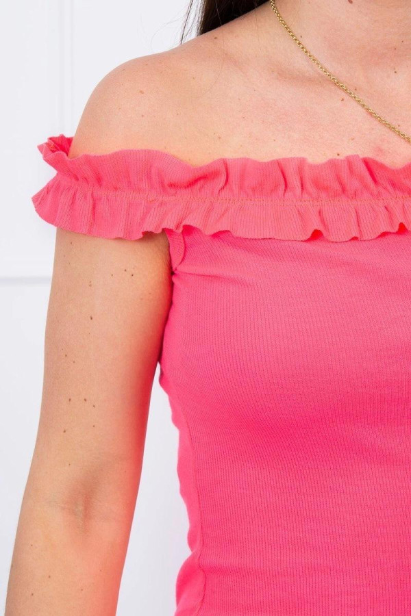 Šaty s odhalenými rameny model 9097 neonově růžové