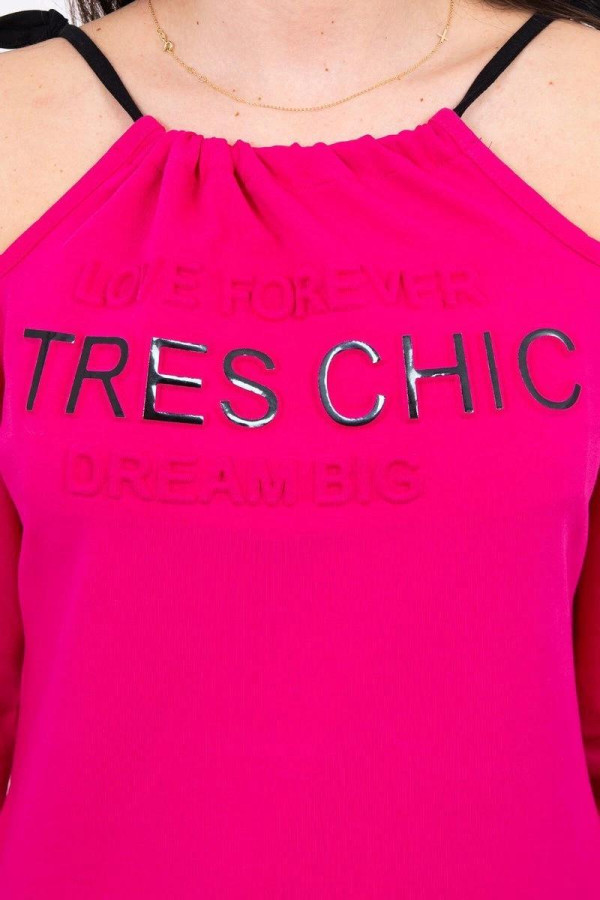 Šaty s nápisem Tres Chic fuchsiové