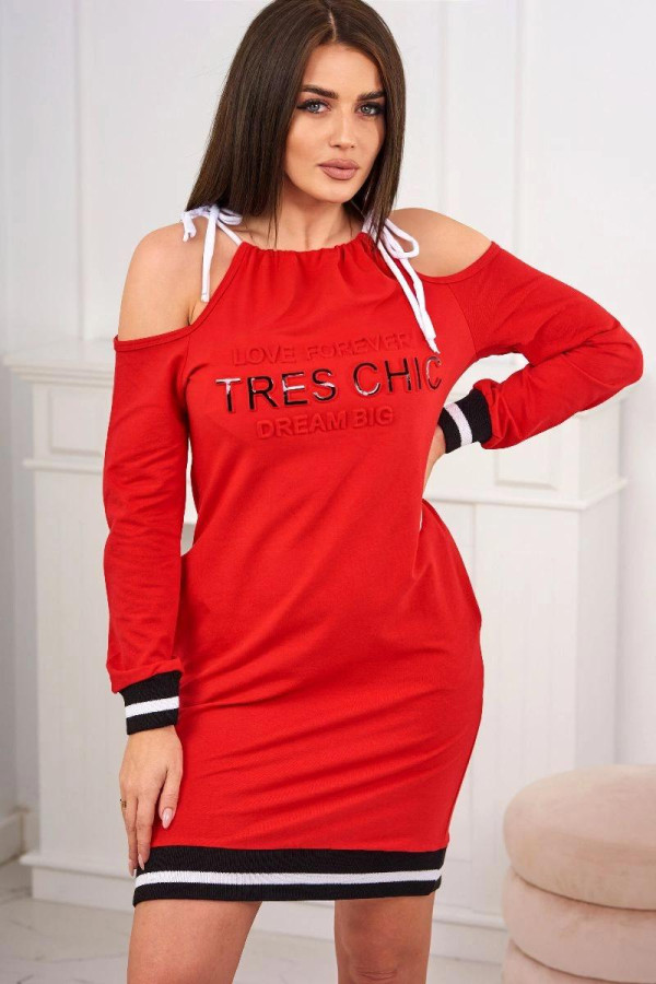 Šaty s nápisem Tres Chic červené