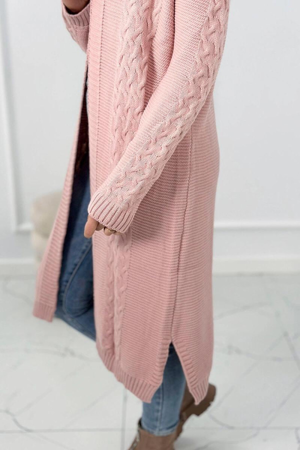 Kardigánový úpletový svetr model 2019-1 pudrově růžový